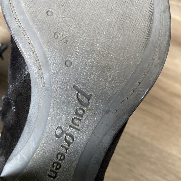 Paul Green Ankle Booties Womens Sz 6.5 Black Suede Zipper 2.5" Heel - Picture 7 of 9